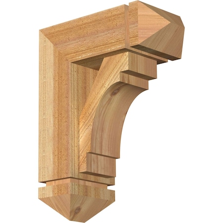 Merced Arts And Crafts Rough Sawn Bracket W/ Offset Brace, Western Red Cedar, 6W X 14D X 18H